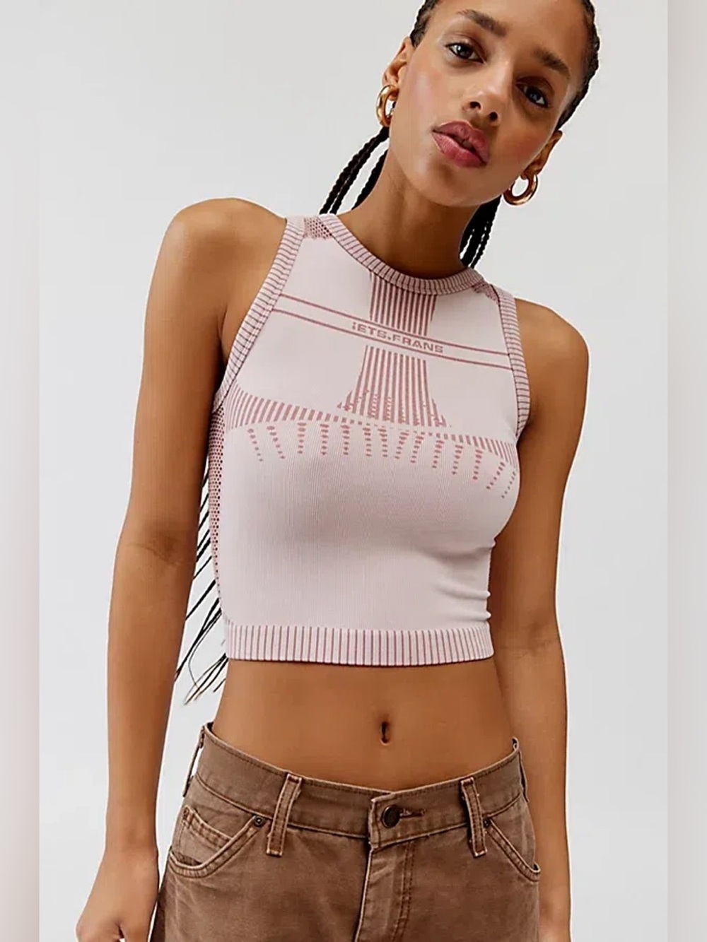 New Iets Frens Recycled Seamless Crop Muscle Tank- Pink